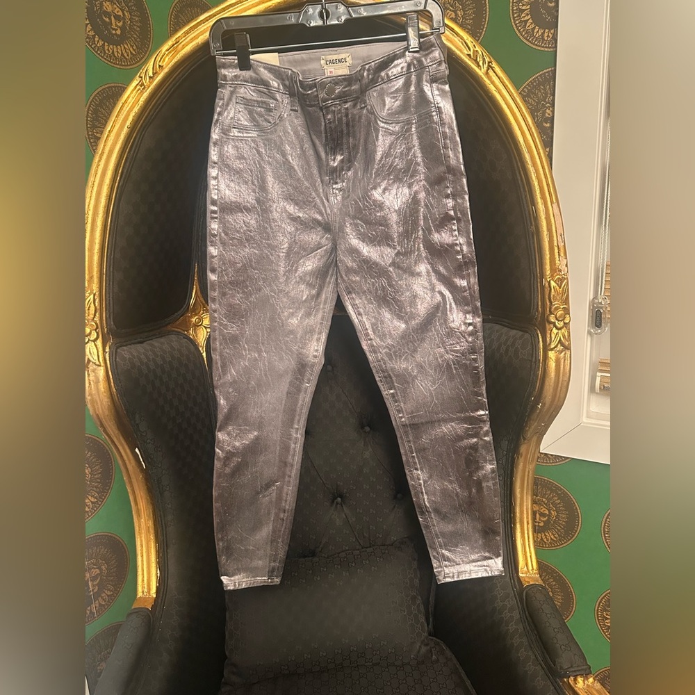 L'AGENCE Shimmering Gray Pants, Size 31, NWT